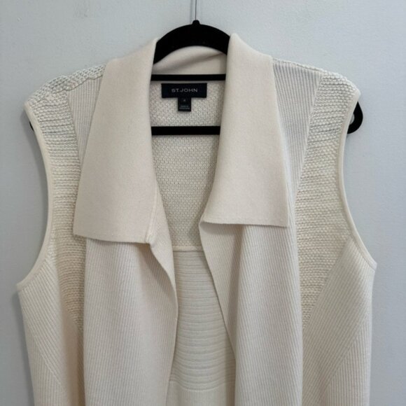 St. John Wool Blend Sleeveless Cardigan Sweater - Picture 3 of 8